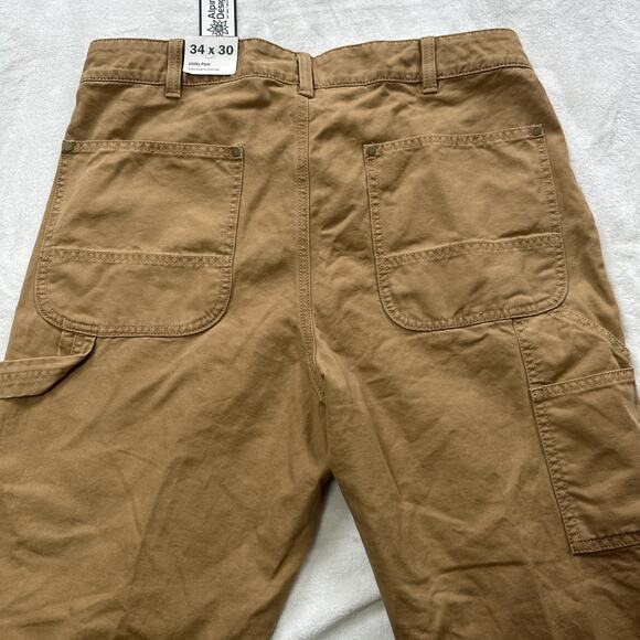 Alpine Design Utility Pants Mens 34 X 30 Brown Khaki 100% ORGANIC Cotton Relaxed - Picture 8 of 13